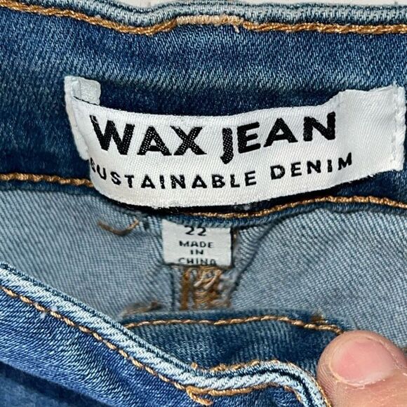 Wax Jeans Boot Cut Frayed Hem Jeans Women’s 22 Plus Blue Stretch Classic Western - Picture 5 of 9